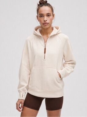 Laslulu Cream Half-Zip Hooded Sweatshirt